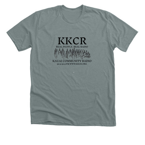 People Powered Radio, a Heather Blue Storm Premium Unisex Tee