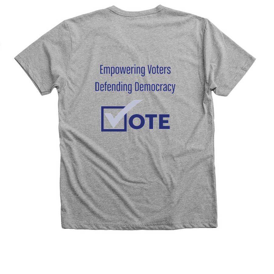 LWV Falls Church Shirts - Grey & Navy, a Athletic Heather Premium V-Neck Tee (back-view)
