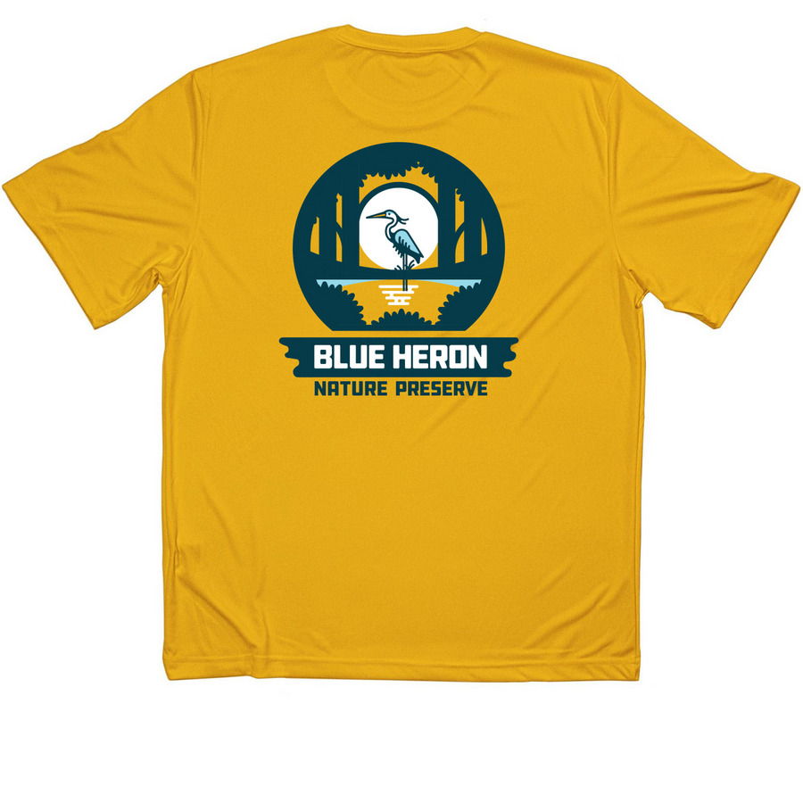 Blue Heron Nature Preserve (Sun Gold), a Gold Classic Performance Tee (back-view)