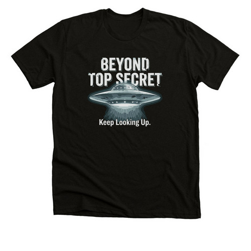 UAP truth. Insider gear. Join the mission., a Solid Black Blend Premium Unisex Tee