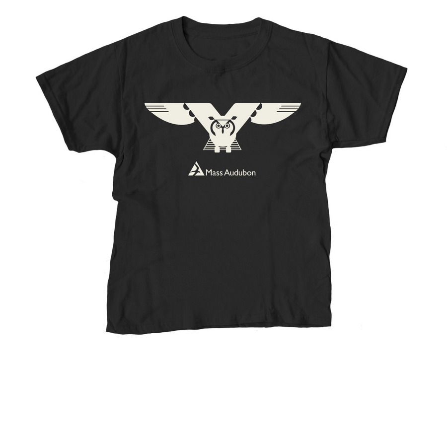 Mass Audubon Flying Owl T-Shirt, a Black Youth Unisex Tee