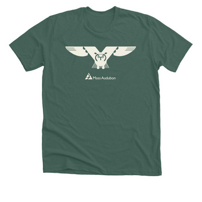 Mass Audubon Flying Owl T-Shirt, a Heather Forest Premium Unisex Tee