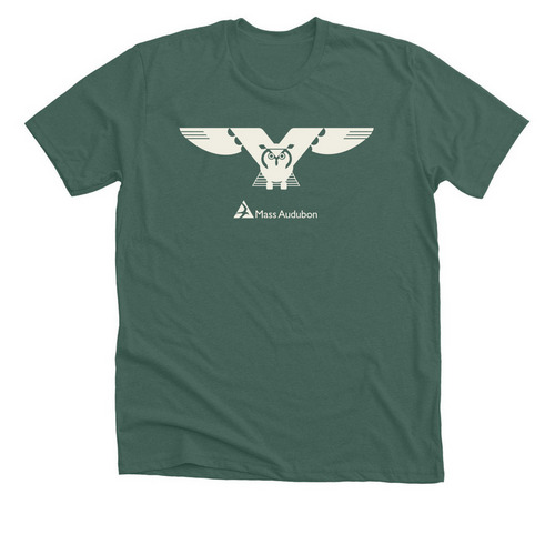 Mass Audubon Flying Owl T-Shirt, a Heather Forest Premium Unisex Tee