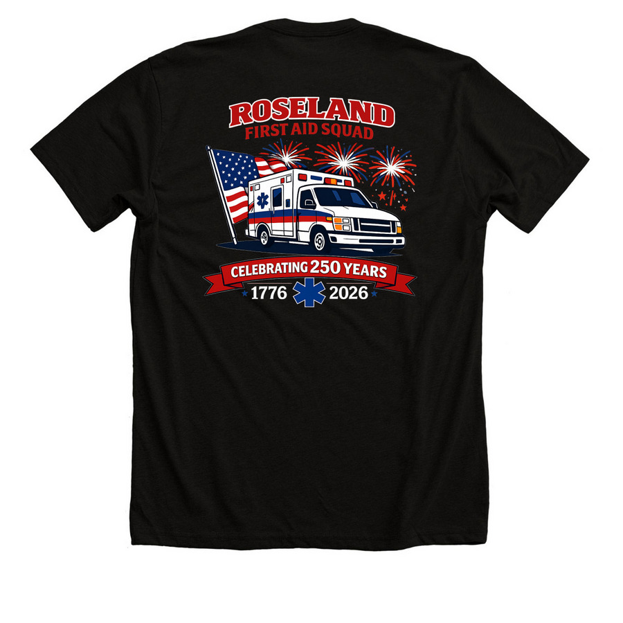 America - Celebrating 250 Years, a Solid Black Blend Premium Unisex Tee (back-view)