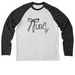 Bows and Ballerinas, a Space Black/ Bright White Allmade Eco Triblend Colorblock Raglan Long Sleeve Tee