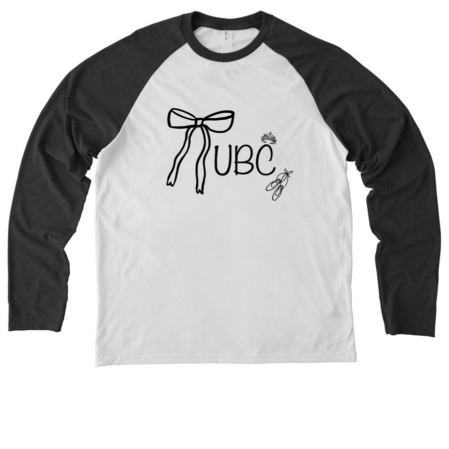 Bows and Ballerinas, a Space Black/ Bright White Allmade Eco Triblend Colorblock Raglan Long Sleeve Tee
