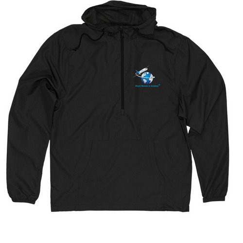 Black Women in Aviation Windbreaker, a Black Quarter-Zip Windbreaker