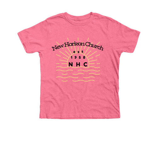 New Horizon Church, a Neon Pink Premium Youth Tee