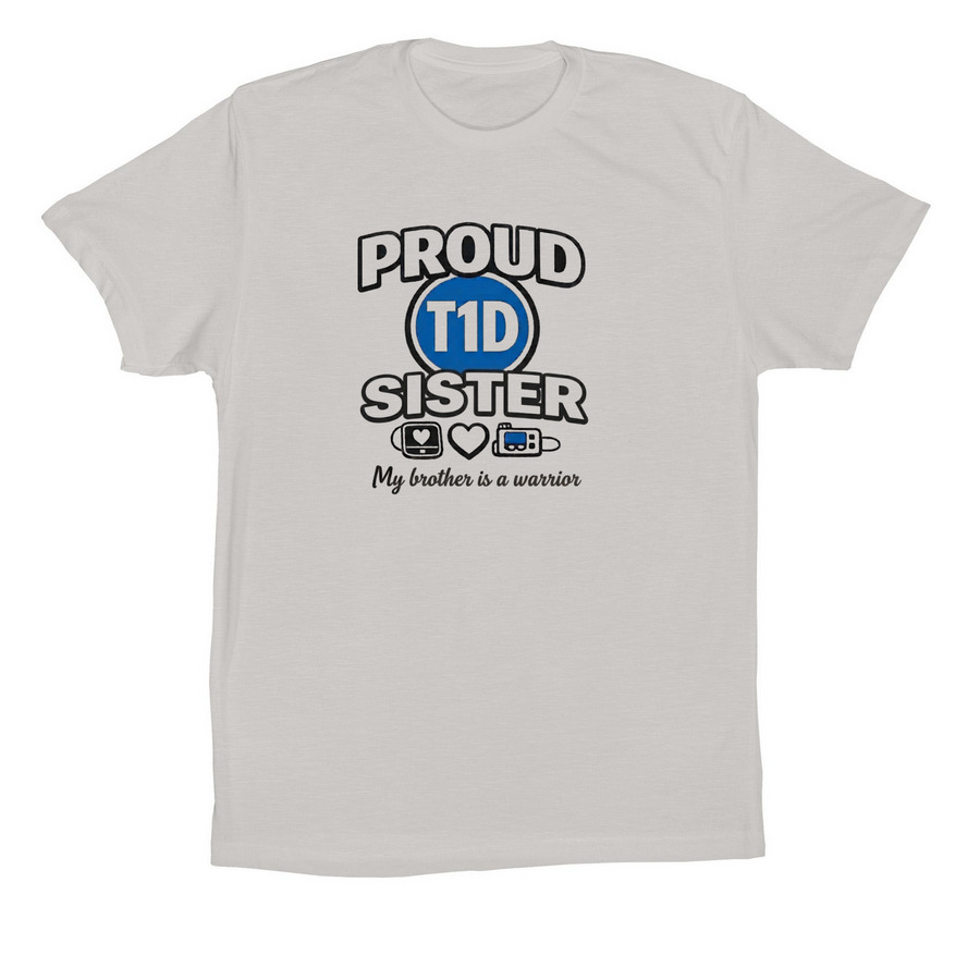 Proud T1D sister to brother, a Solid Athletic Grey Premium Cotton Tee