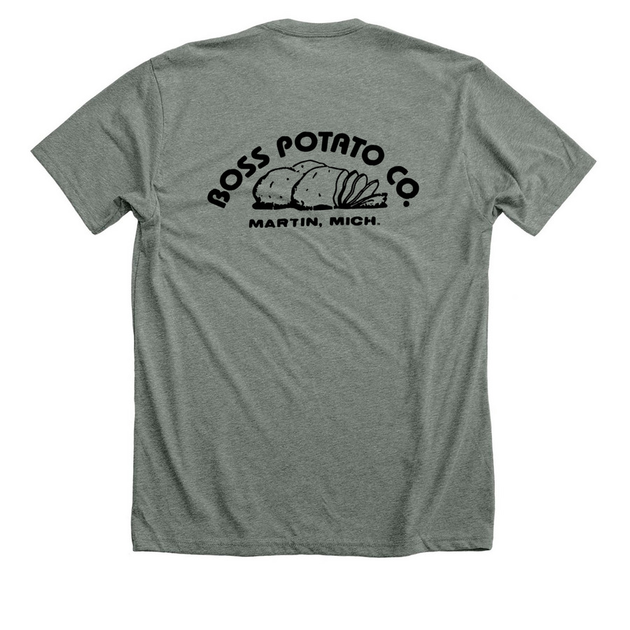 Boss Potato Co., a Deep Heather Premium Unisex Tee (back-view)
