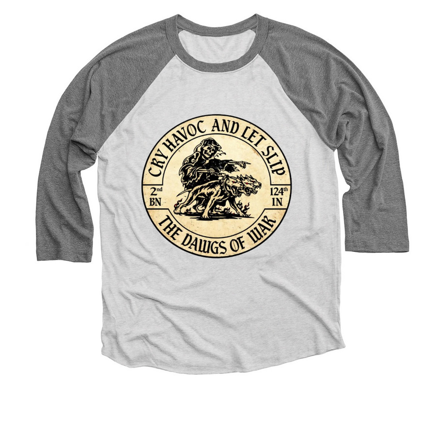 Reaper Patch, a Premium Heather and Heather White 3/4 Sleeve Baseball Tee
