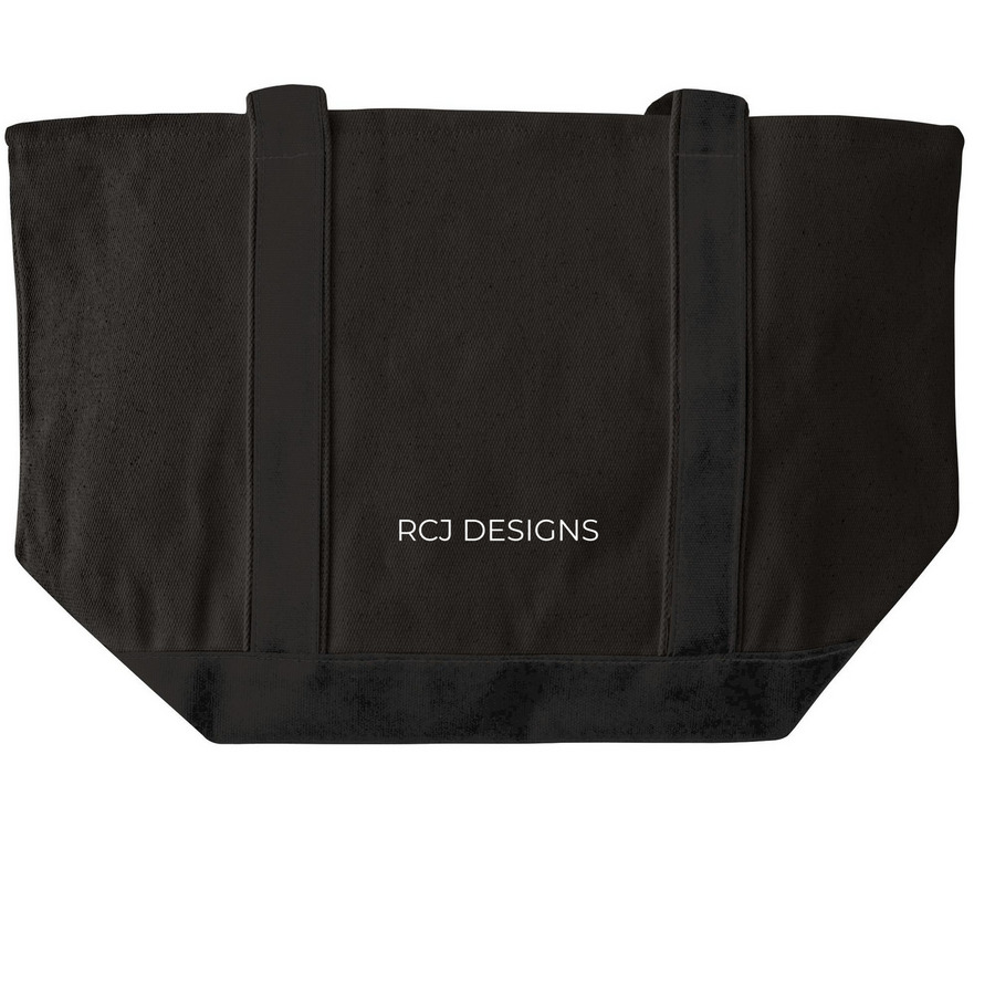RCJ Designs Black Tote, a Black/Black Large Two-Tone Canvas Tote Bag (back-view)