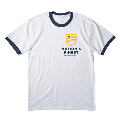NF Retro Flashback Tee, a White/ Navy Cotton Ringer Tee