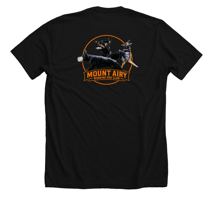 Mount Airy Working Dog Club, a Solid Black Blend Premium Unisex Tee (back-view)
