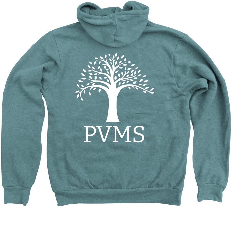 Zip-Hoodies, a Heather Deep Teal Zip Up Hoodie (back-view)