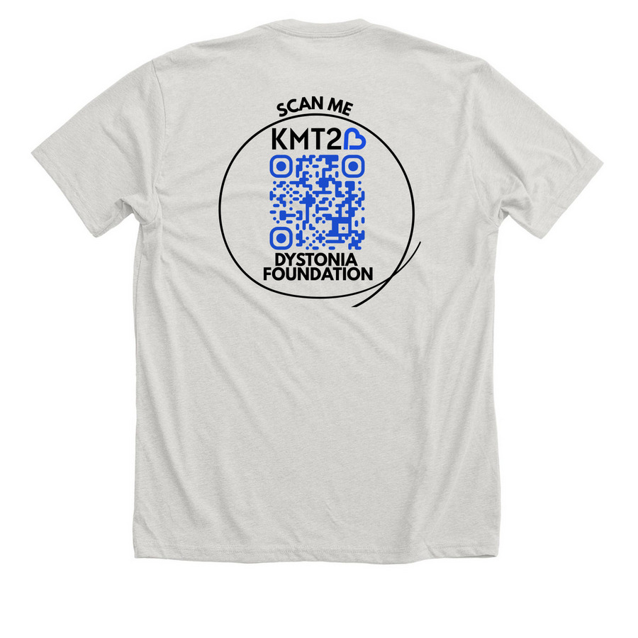 KMT2B Dystonia Foundation, a Heather Cement Premium Unisex Tee (back-view)