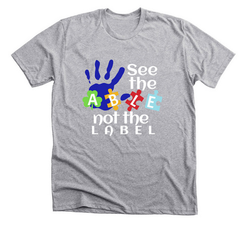 "SEE THE ABLE NOT THE LABEL" - JOE WINTERS, a Athletic Heather Premium Unisex Tee