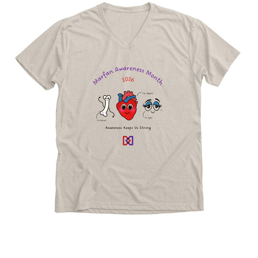 2026 Marfan Awareness Month Community Tee, a Heather Dust Premium V-Neck Tee