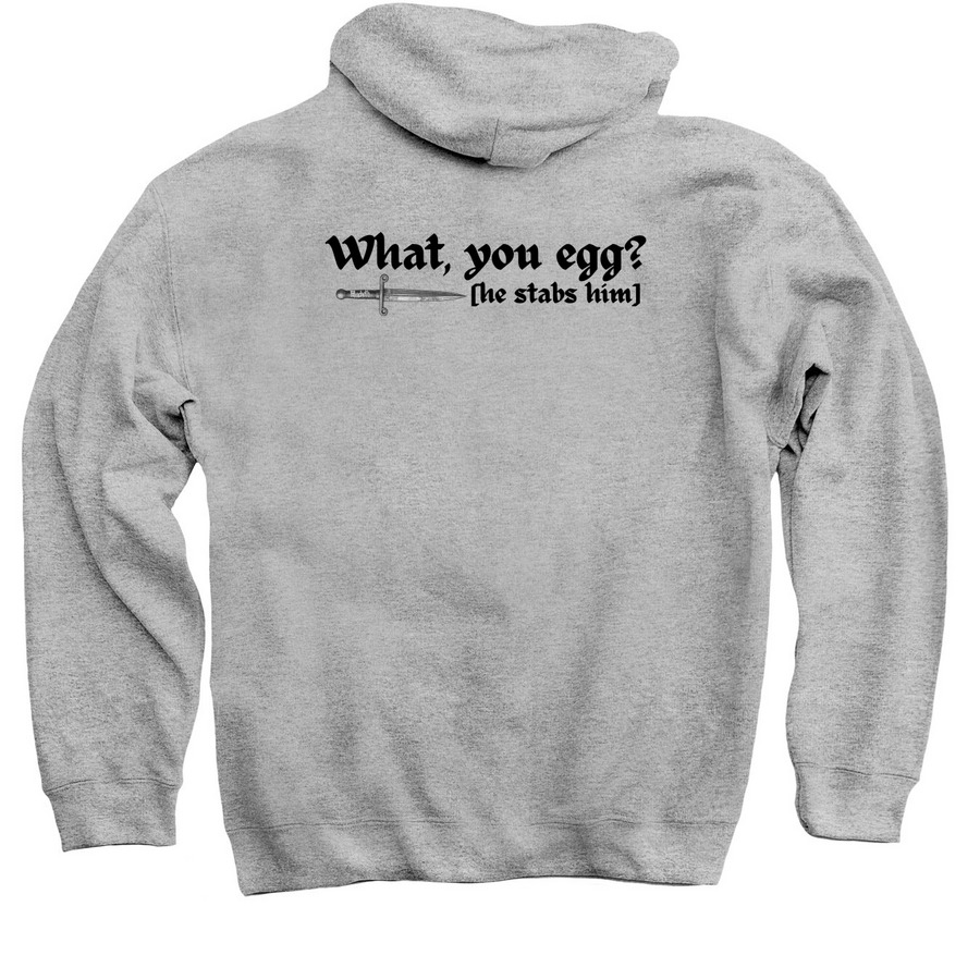 Macbeth - What, you egg??, a Sport Grey Pullover Hoodie (back-view)
