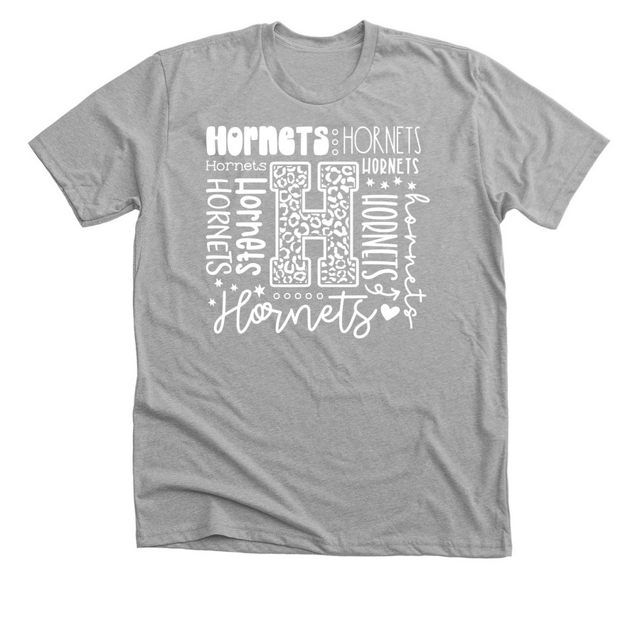 Hornets Typography, a Athletic Heather Premium Unisex Tee