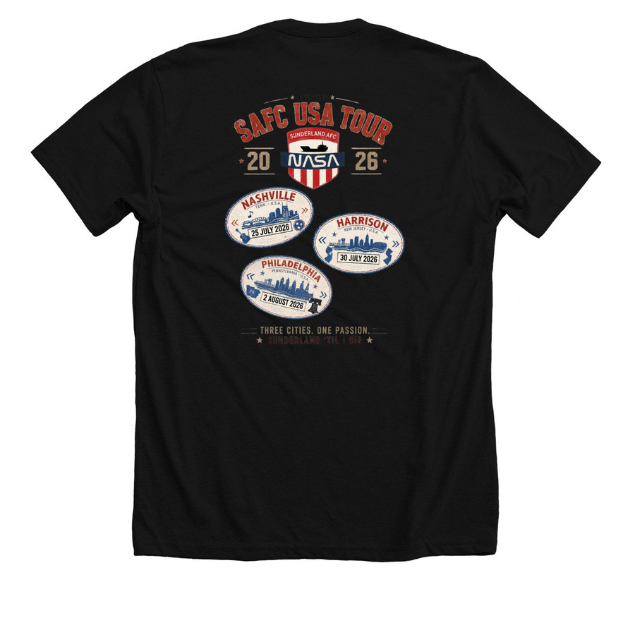 USA Tour 2026, a Solid Black Blend Premium Unisex Tee (back-view)