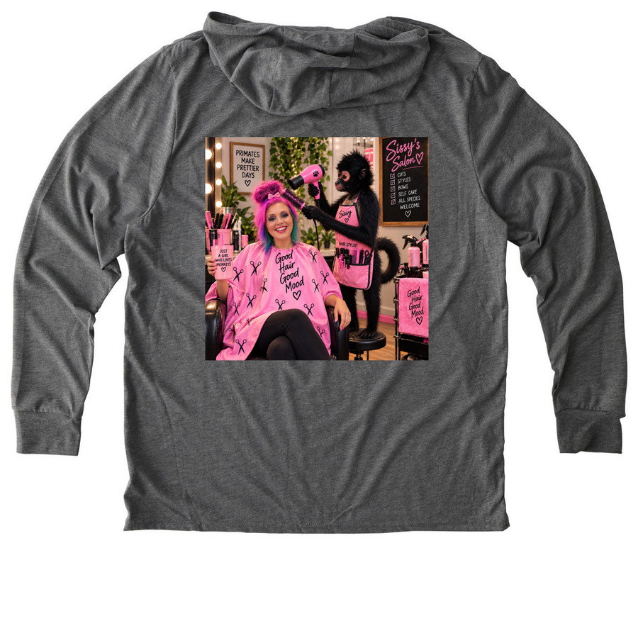 Sissy Styles, a Aluminum Grey Allmade Eco Triblend Hoodie Tee (back-view)