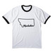 Manhattan, Montana on Orange Apparel&nbsp;, a White/ Jet Black Cotton Ringer Tee