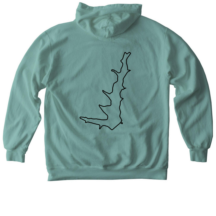 Lake on back, a Seafoam Comfort Colors Pullover Hoodie (back-view)