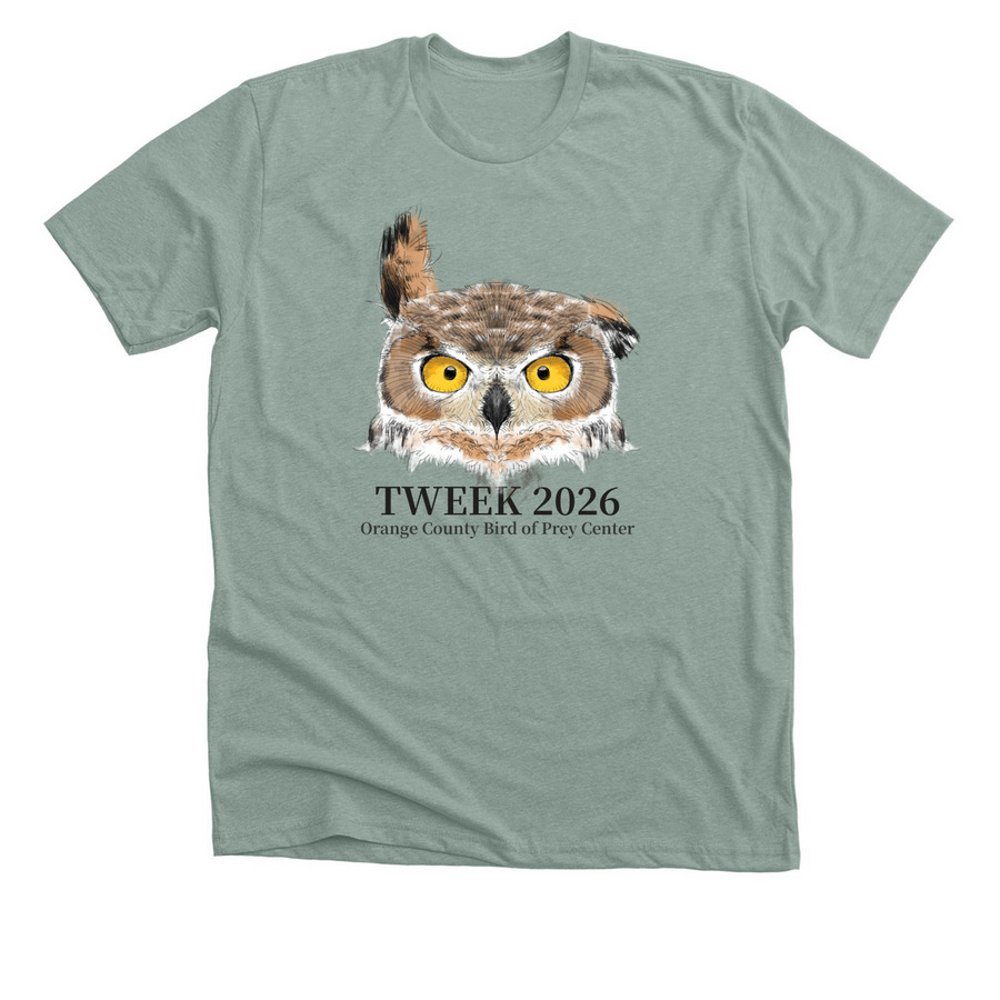 2026 Winner: Tweek! (light shirts), a Heather Sage Premium Unisex Tee