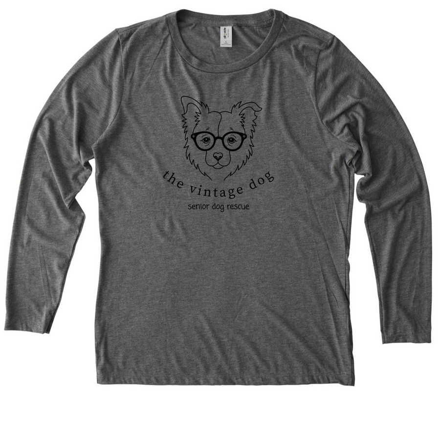 The Vintage Dog Logo Black, a Aluminum Grey Allmade Eco Triblend Women?s Long Sleeve Tee
