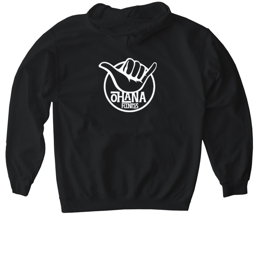 Comfy Shaka Hoodie, a Black Gildan Softstyle Pullover Hoodie (back-view)