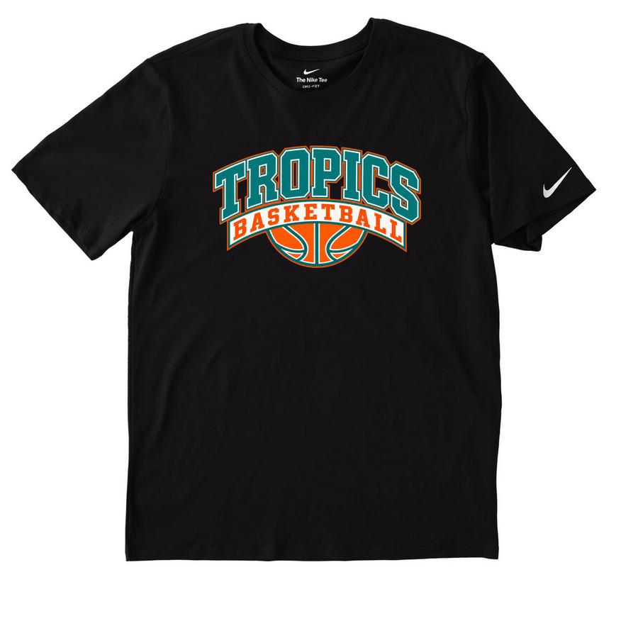 Tropics Basketball, a Black Nike Dri-FIT Jersey Blend Performance Tee