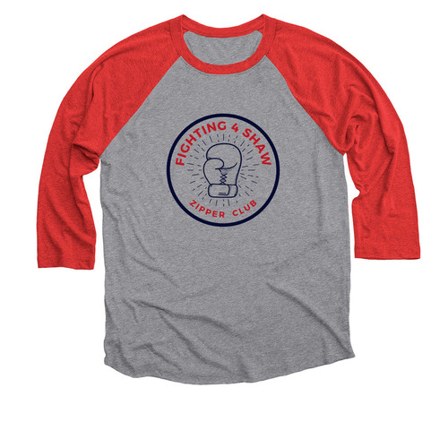 Fighting 4 Shaw, a Red and Premium Heather 3/4 Sleeve Baseball Tee