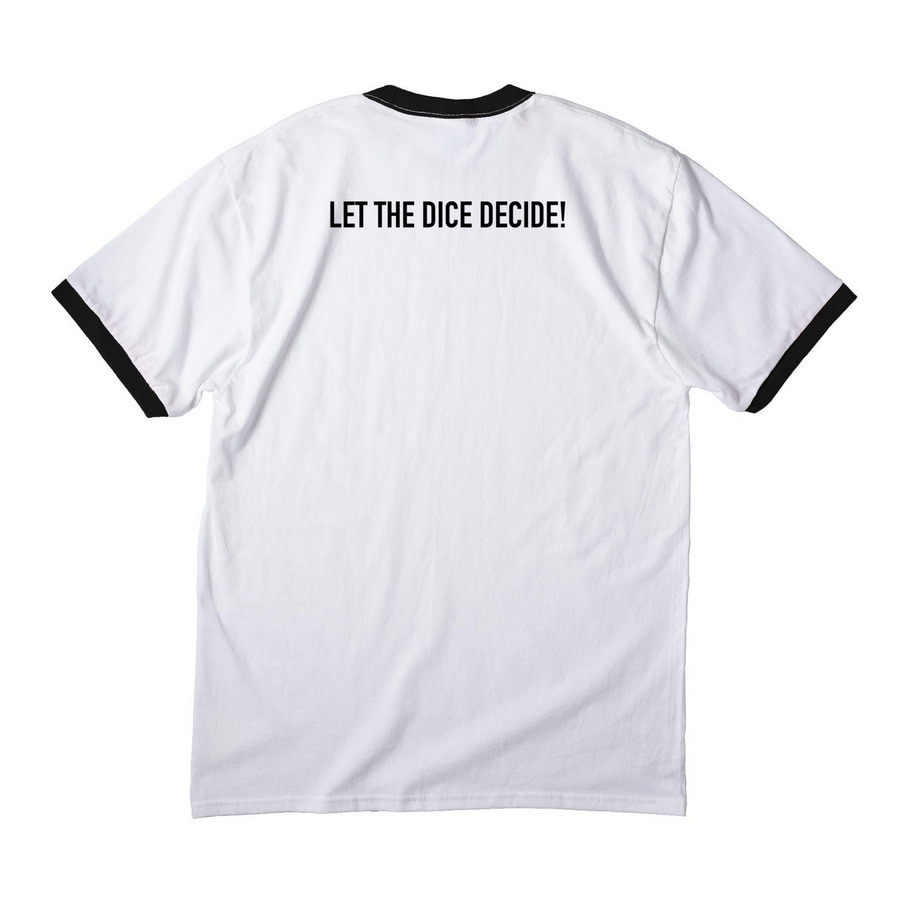 Cinema Role Logo & Tagline, a White/ Jet Black Cotton Ringer Tee (back-view)