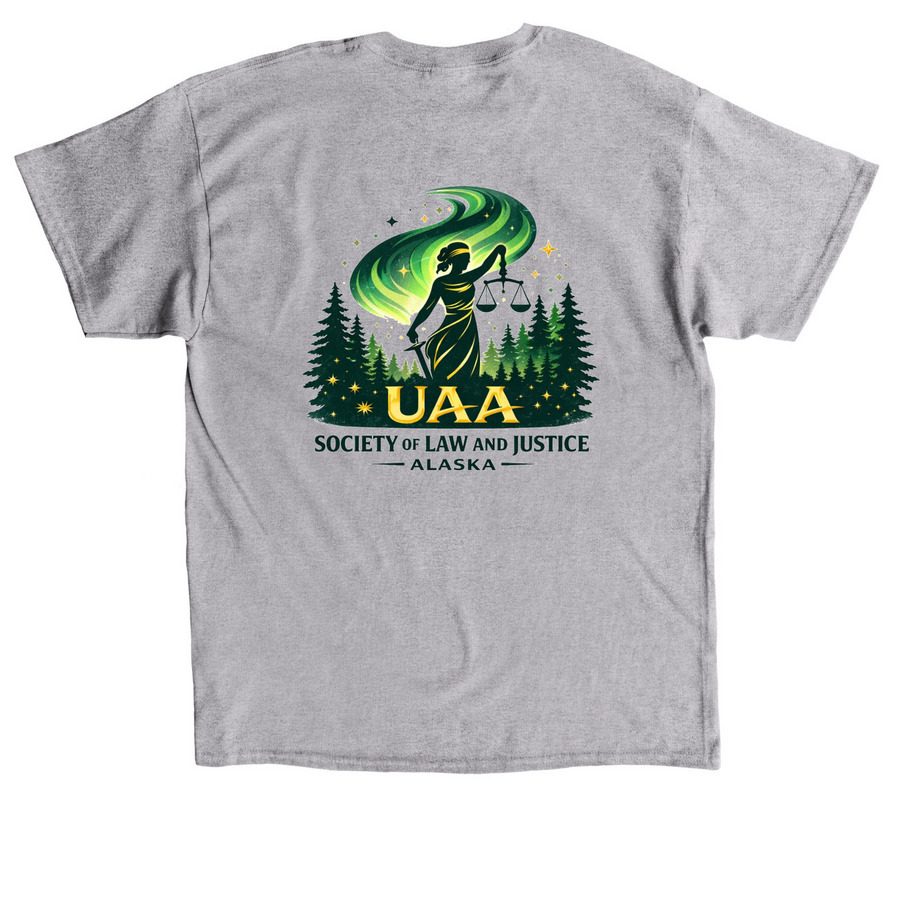 Lady Justice, a Sport Grey Classic Unisex Tee (back-view)