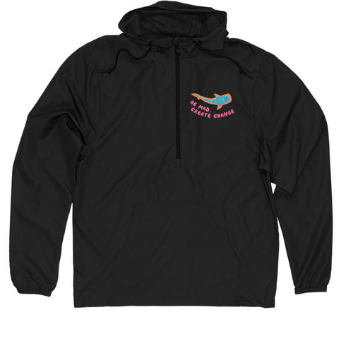 Be Mad, Create Change Windbreaker, a Black Quarter-Zip Windbreaker