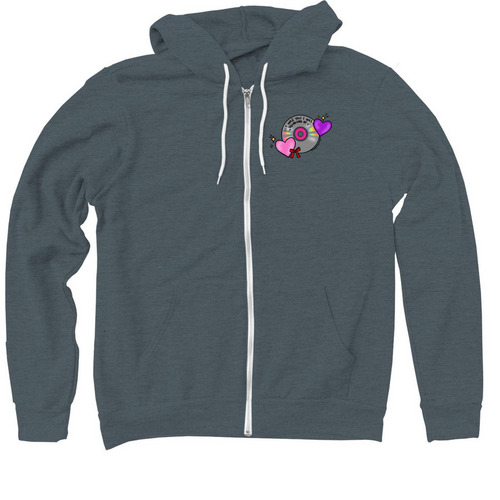 AM Burned CDs, a Heather Slate Zip Up Hoodie