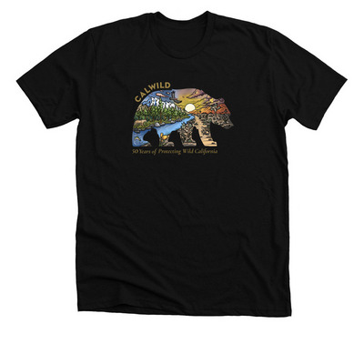 CalWild 50th Bear Gear, a Solid Black Blend Premium Unisex Tee