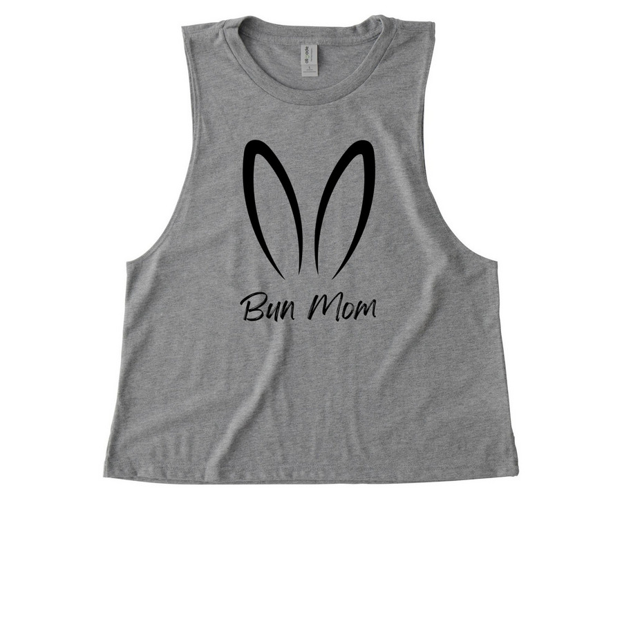 Bun Mom Black - ears only, a Aluminum Grey Allmade Eco Triblend Women?s Muscle Tank