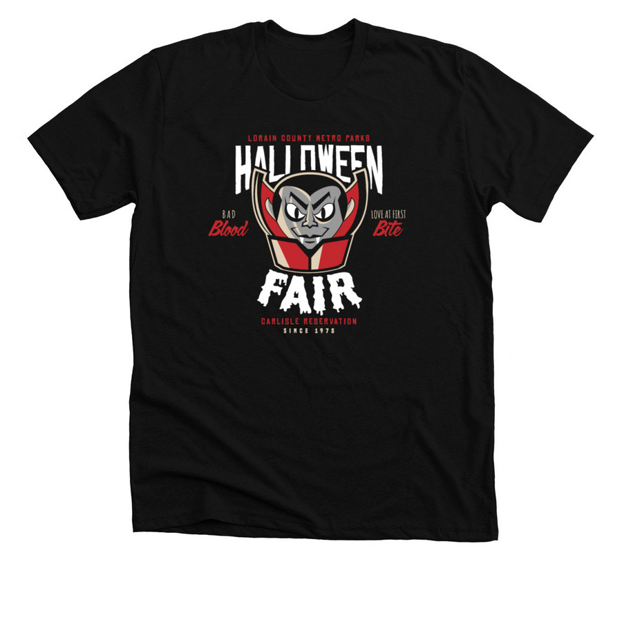 Halloween Fair: Vampire, a Solid Black Blend Premium Unisex Tee