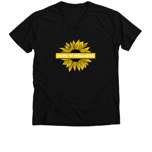 Hope N Wellness V Neck, a Solid Black Blend Premium V-Neck Tee