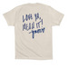 YAM - Love ya, mean it!, a Dust Premium Cotton Tee (back-view)