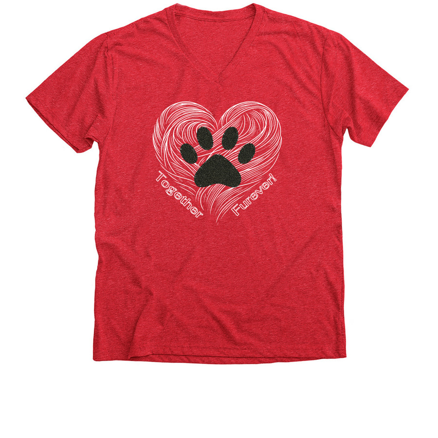 February...Together - Furever!, a Heather Red Premium V-Neck Tee