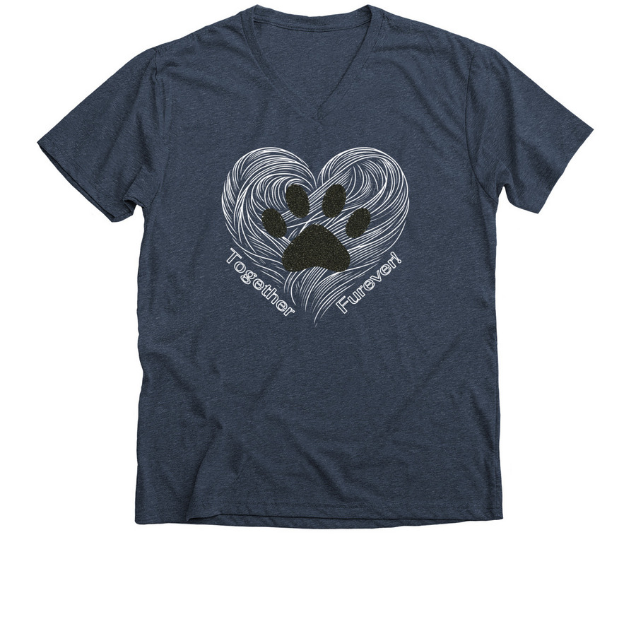 February...Together - Furever!, a Heather Navy Premium V-Neck Tee