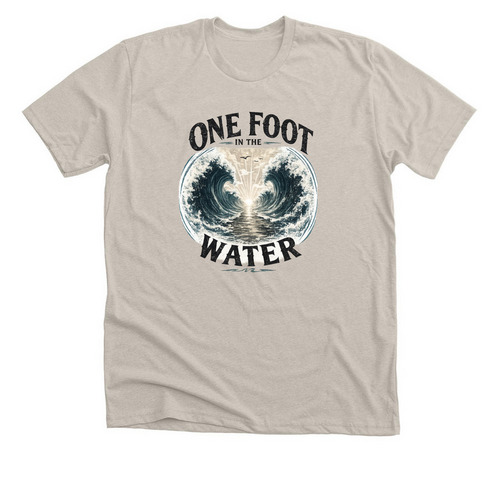 One Foot In The Water (Parted Sea), a Heather Dust Premium Unisex Tee