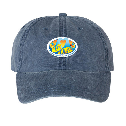 Heart Of Surfing Official Logo Hats, a Navy Printed Pigment Dye Baseball Cap