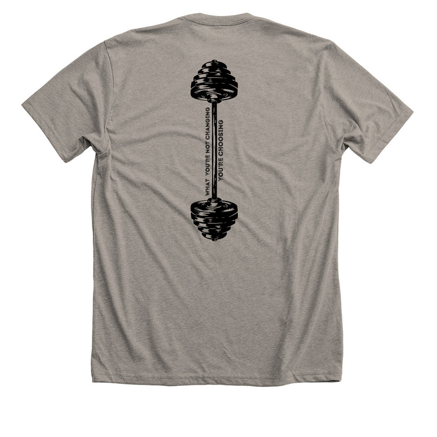 Barbell Shirt, a Heather Stone Premium Unisex Tee (back-view)