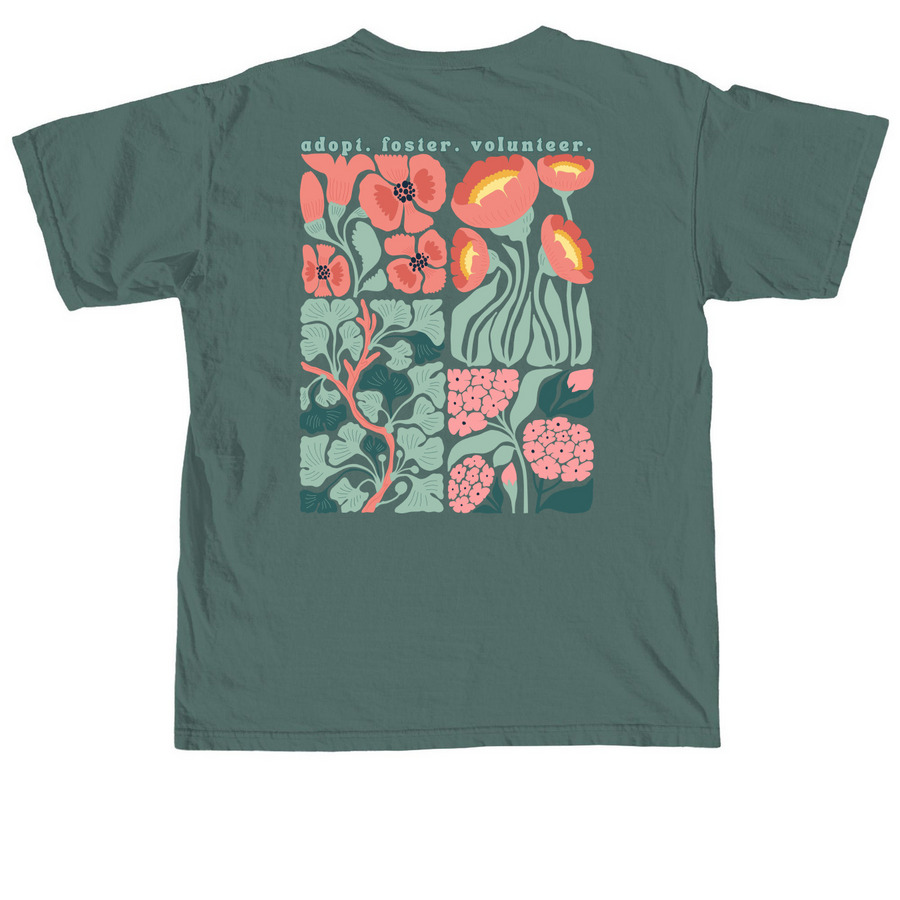 Summer Floral, a Blue Spruce Comfort Colors Unisex Tee (back-view)