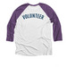 HCCA MOW / Volunteer, a Purple Rush and Heather White 3/4 Sleeve Baseball Tee (back-view)