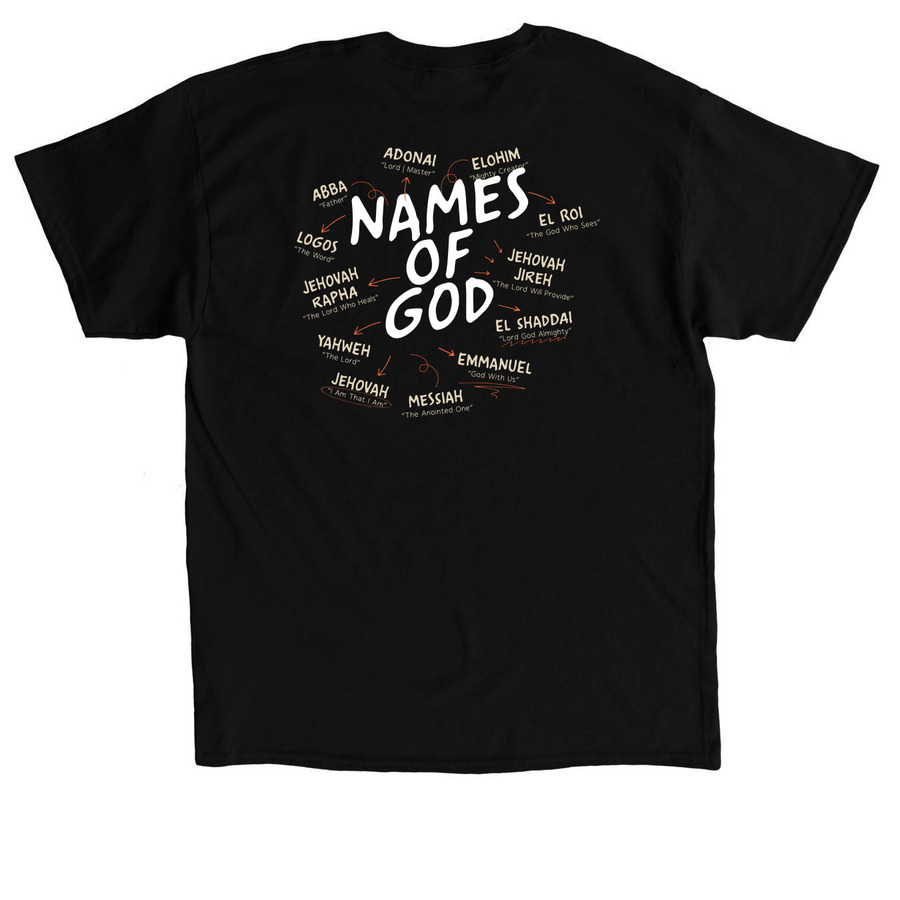 Names of God, a Black Classic Unisex Tee (back-view)